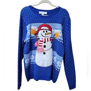 Blue‎ Snowman Ugly Sweater With Beers Size Large